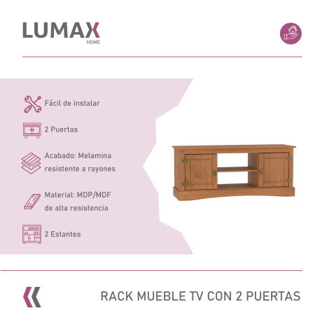 Rack para TV Lumax Living 2 puertas 2 estantes Madera Maciza Rack para TV Lumax Living 2 puertas 2 estantes Madera Maciza