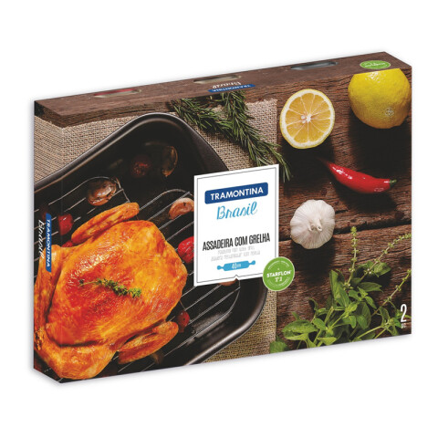 Asadera rectangular con rejilla, línea BRASIL 34cm -TRAMONTINA TR5234