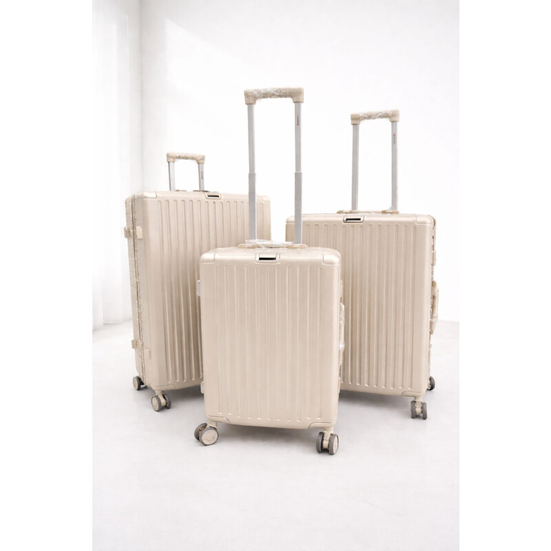 Set de Valijas Rígidas x3 con Ruedas 360° – Equipaje de Viaje Beige