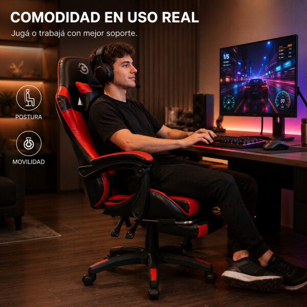 Silla Escritorio Gamer Ergonómica Reclinable Apoya Pies Goldtech Giratoria Silla Escritorio Gamer Ergonómica Reclinable Apoya Pies Goldtech Giratoria