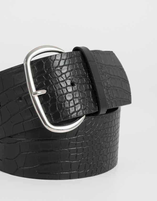 Cinturones y Fajas Boho Cinturón Efecto Croco - Negro