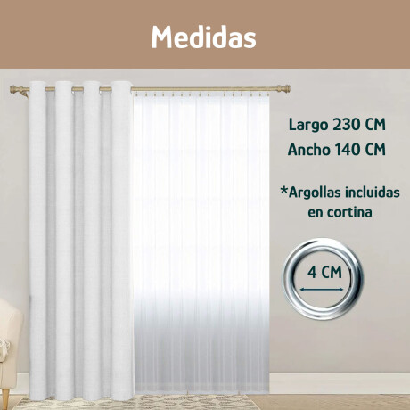 Set x2 Cortina Blackout 140x230 Cm Living Dormitorio Gris Hueso