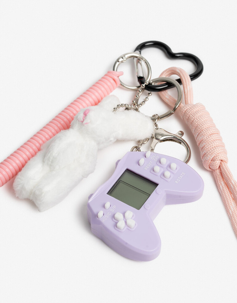 Llavero Cordón Llavero Y Bag Charm Peluche Conejito - Combinacion Multicolor