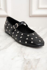 Balerina Cuero Apliques Negro