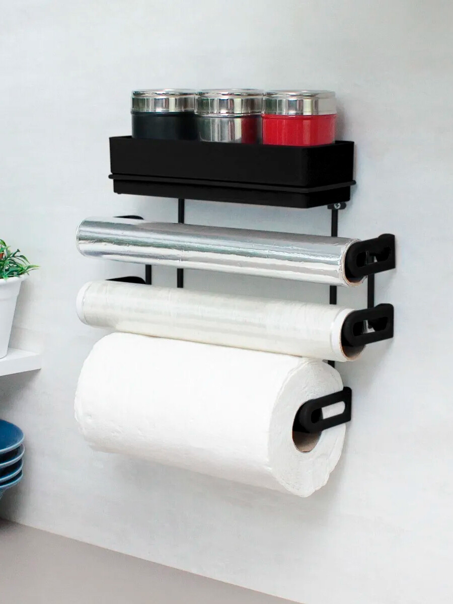 ORGANIZADOR COCINA CON PORTA CONDIMENTOS - NEGRO 