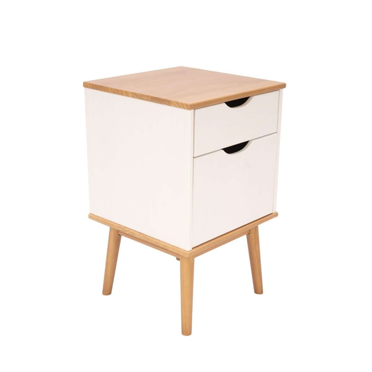Mesa de Luz 1 puerta 1 cajion Li­nea Niordica - Roble/Blanco 