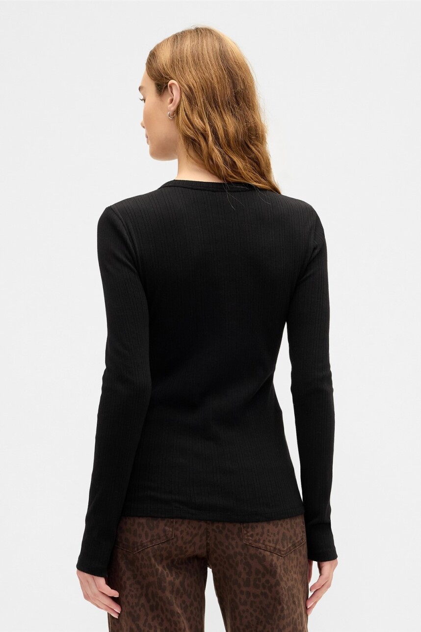 Remera Rib Mujer True Black