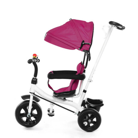Coche Triciclo A Pedal C/ Guía, Capota Y Accesorios Fucsia
