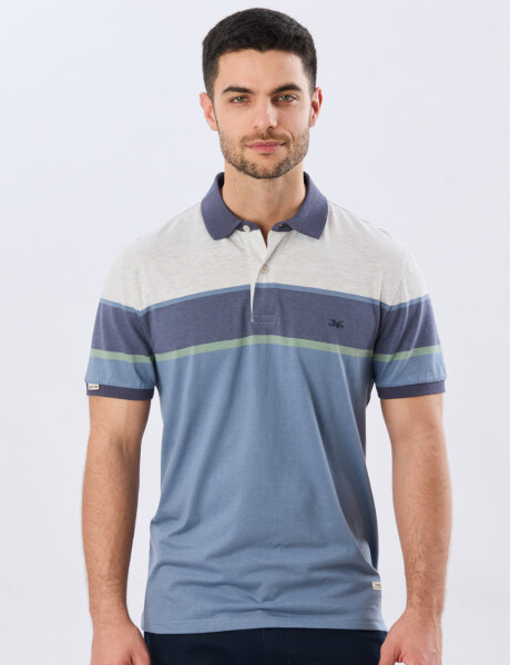 REMERA POLO RAYADA JERSEY Gris