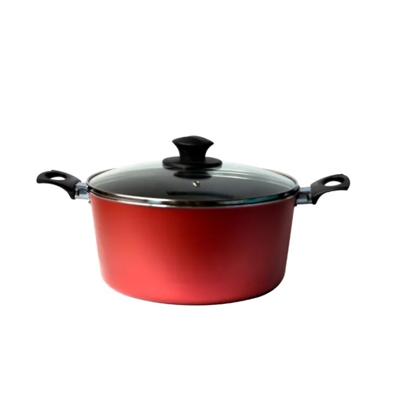 Olla Enlozada Selecta 20 cm con Tapa de Vidrio – Roja OLLA D20CM ENLOZADA TAPA VIDRIO BLANCO