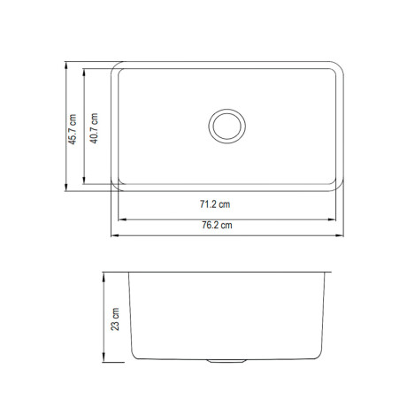 PILETA DE COCINA ACERO INOXIDABLE SIMPLE 76.2X45.7X23CM BAJO Y SOBRE MESADA INCLUYE DESAGUE Y CANASTILLA AQUALIA 000