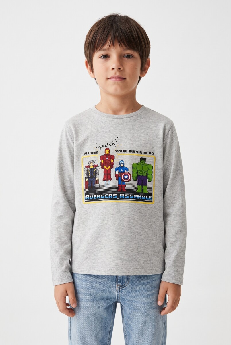 REMERA GAME HERO - GRIS MELANGE M 
