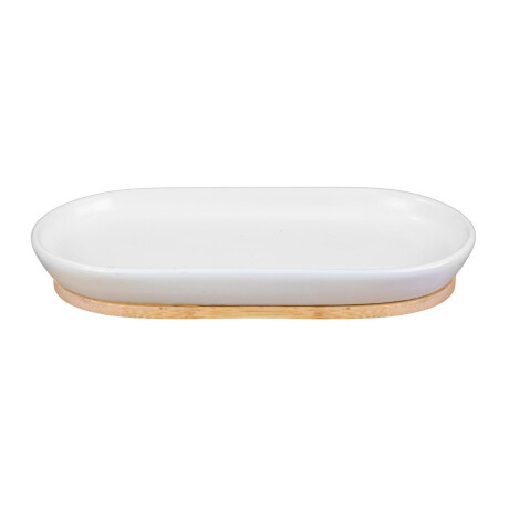 Plato oval de ceramica con base de madera Plato oval de ceramica con base de madera