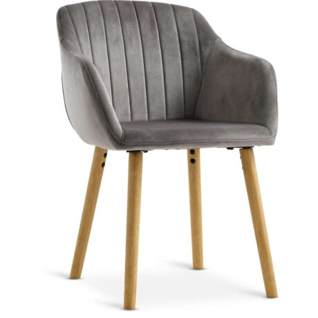 Silla De Comedor Adslev Terciopelo Gris/Natural