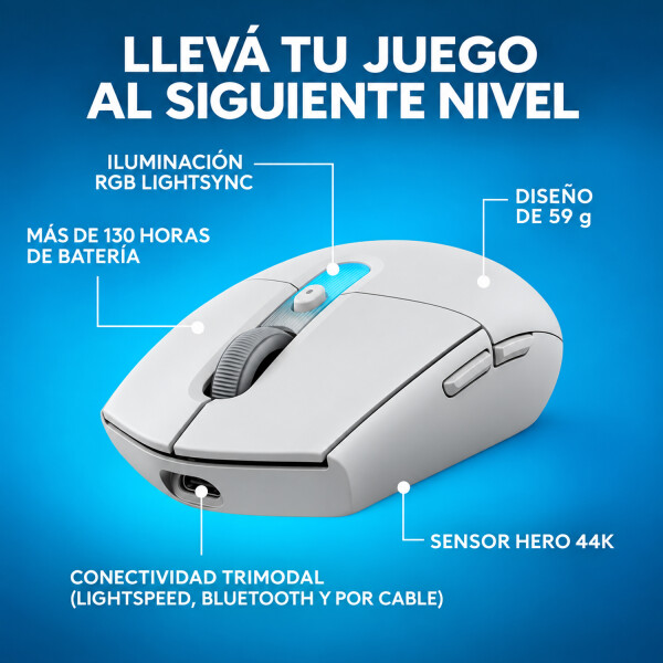 Mouse Gamer Logitech G305 X Superlight MOUSE LOGITECH G305 X BLANCO