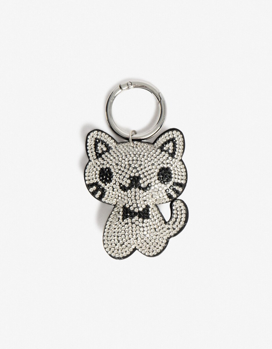 Llavero Y Charm De Gato Con Strass 