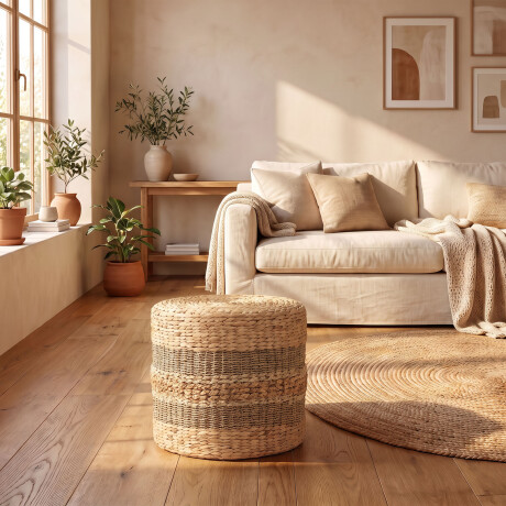 TABURETE CHARLOTTE RATTAN NATURAL-BEIGE LS-0018 NATURAL
