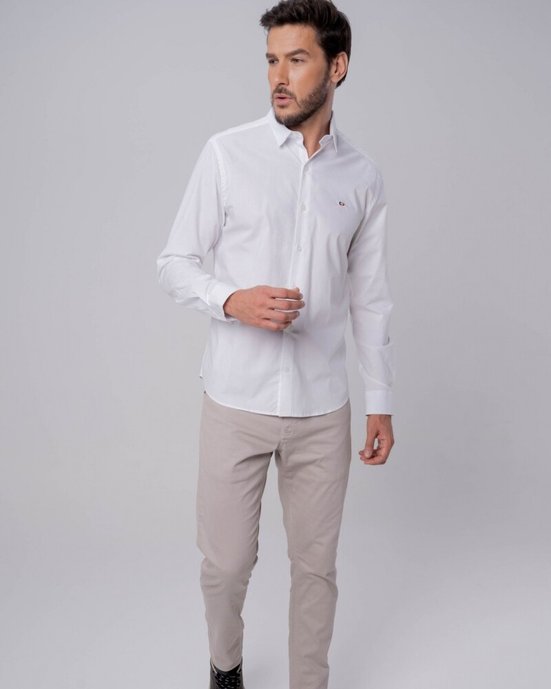 Camisa Blanca Super Slim Manga Larga U