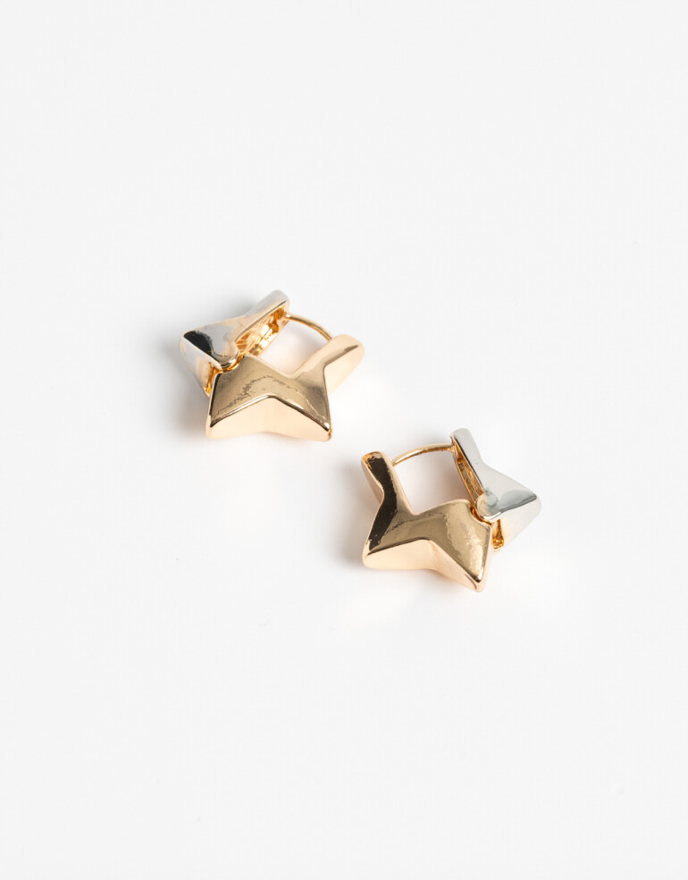 Aros Argollas Metal Aros Argolla Estrella Chunky - Dorado
