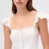 FLTR SLV SQ NK PEPLUM TOP NEW OFF WHITE