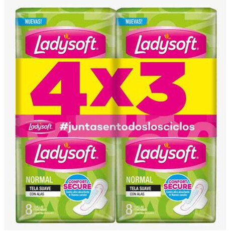 Ladysoft Toalla Normal Tela suave c/alas 8 Un. Oferta 4x3 Ladysoft Toalla Normal Tela suave c/alas 8 Un. Oferta 4x3