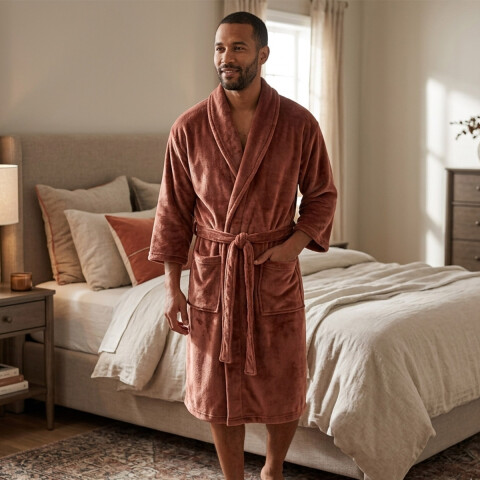 Bata de Cama Microfibra Home Class Talle P al XG CAOBA
