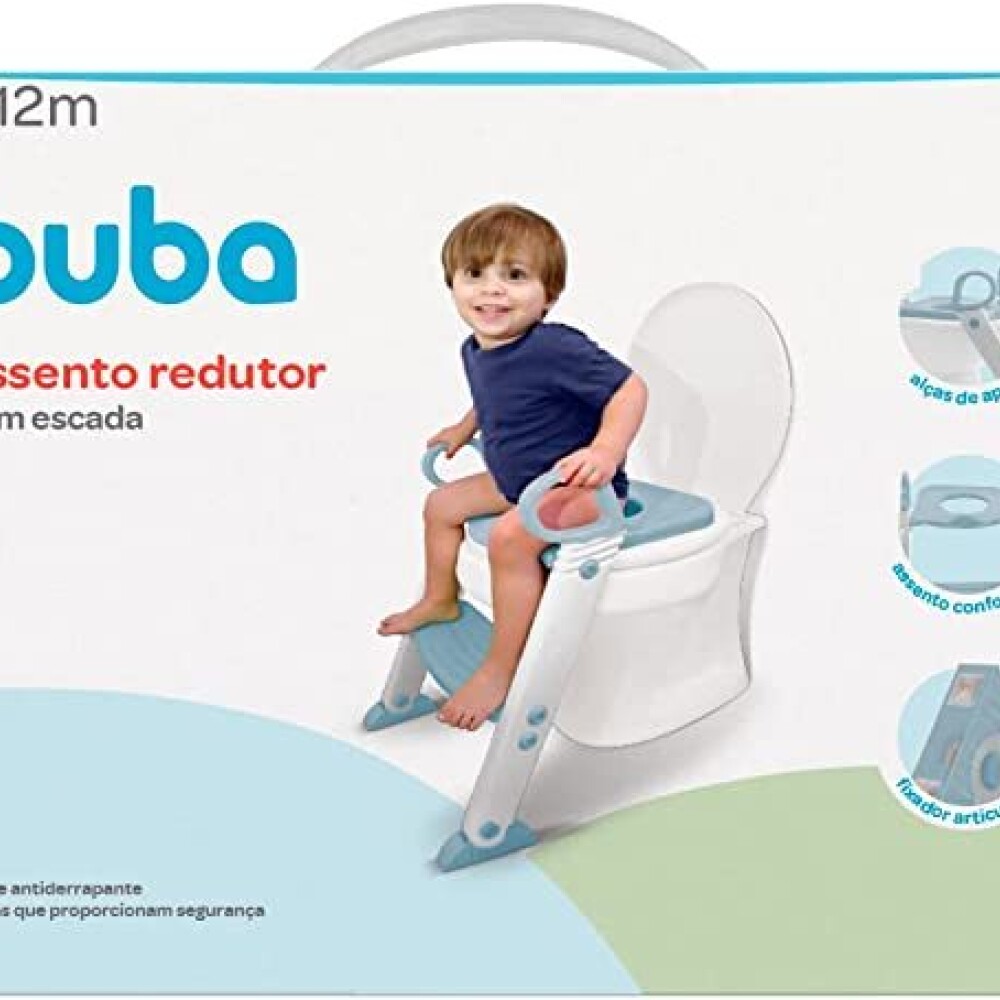 Reductor de inodoro con escalera set entrenamiento BUBA celeste