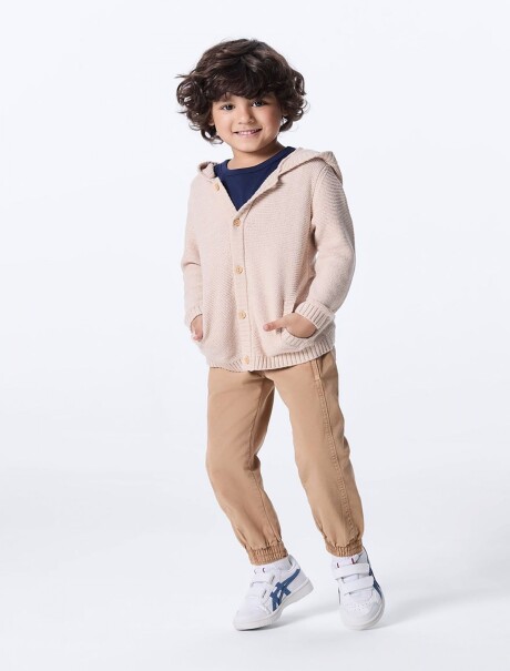 BUZO INFANTIL CON CAPUCHA BEIGE
