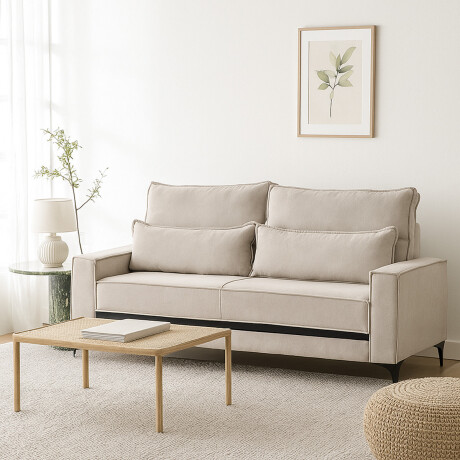 Sofá Venetto (Outlet) - Tela Microfibra - 3 cuerpos Berlin 02 (Beige)