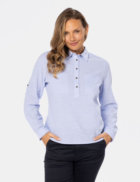 CAMISA DE LINO MEDIO BOTÓN Lila