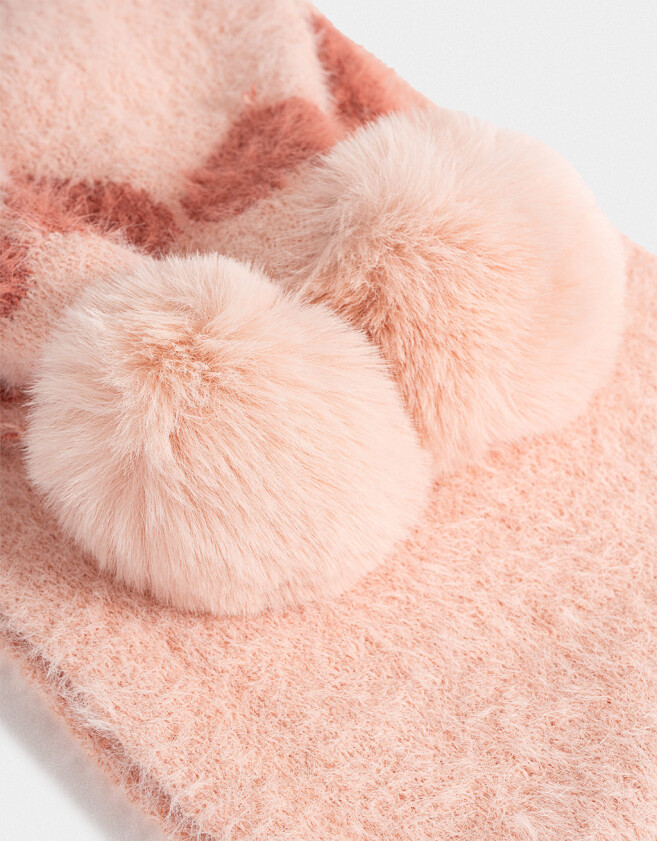 Bufandas y Chalinas Infantiles Con bordado Bufanda Infantil Con Pompones - Rosa Claro