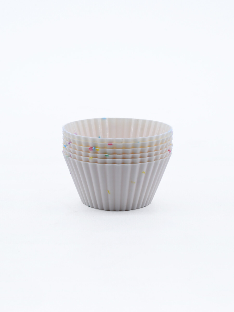 MOLDE SILICONA PARA CUPCAKES 6 PCS - BLANCO 