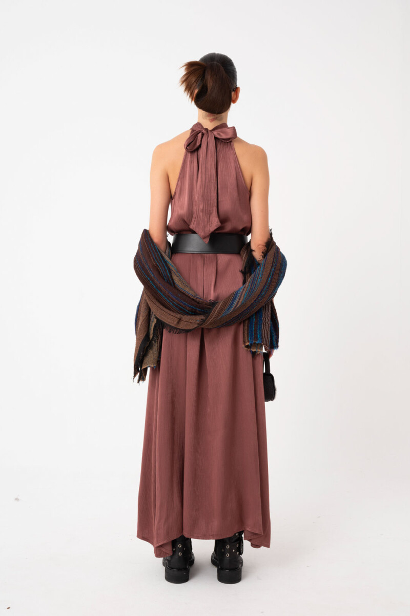 VESTIDO LARGO CUELLO HALTER Violeta