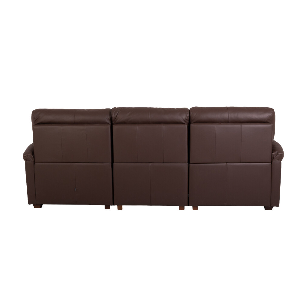 SOFÁ RECLINER 3 CUERPOS CUERO-100-NATURAL MARRON IMPERIAL CHOC.