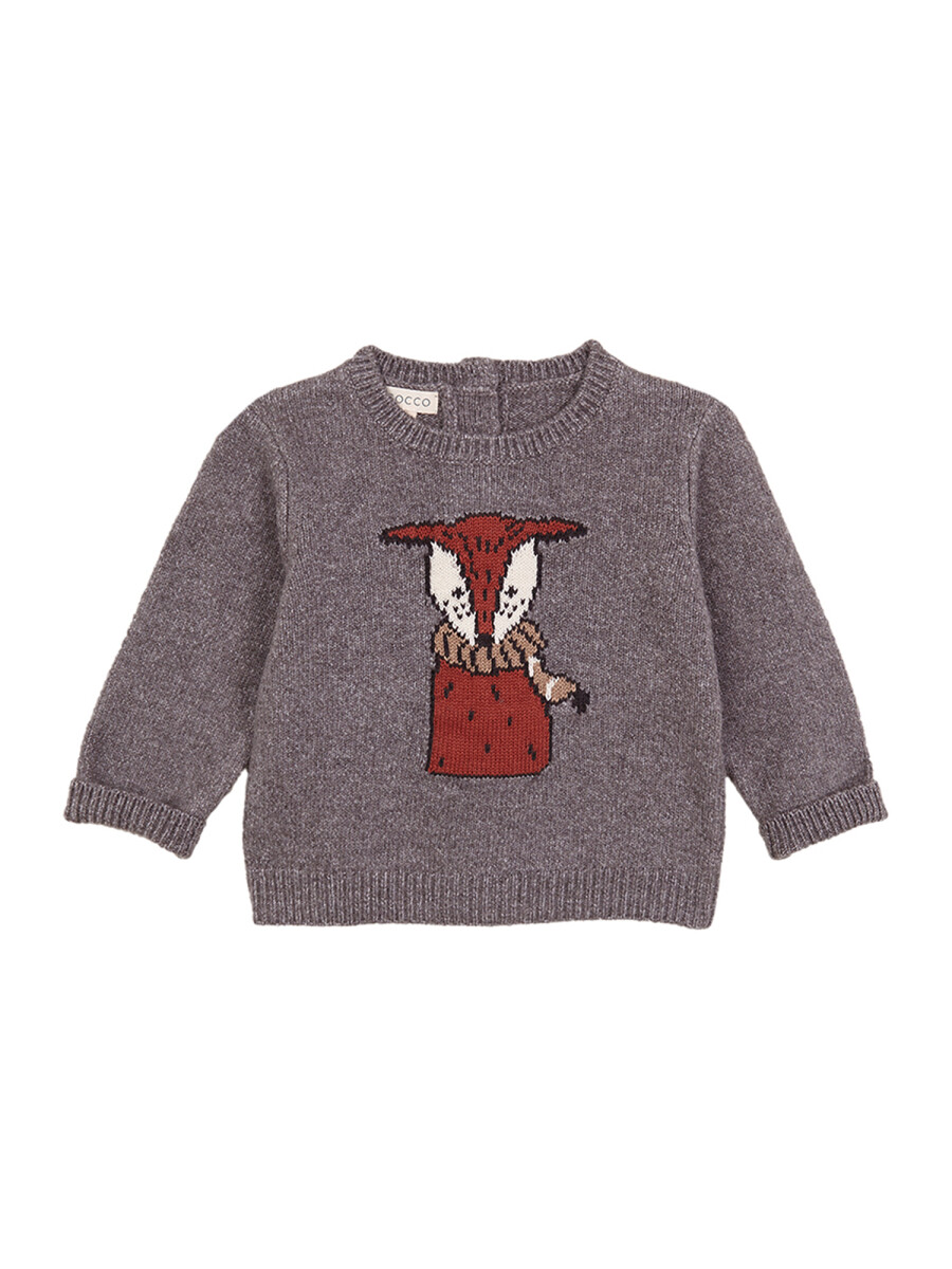 Jersey Con Intarsia Gris Melange