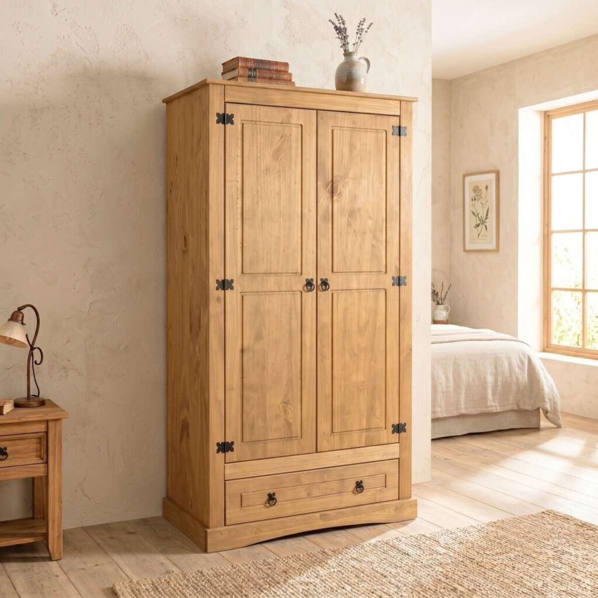 Ropero 2 puertas 1 Cajion Madera Linea Mexicana - Natural 