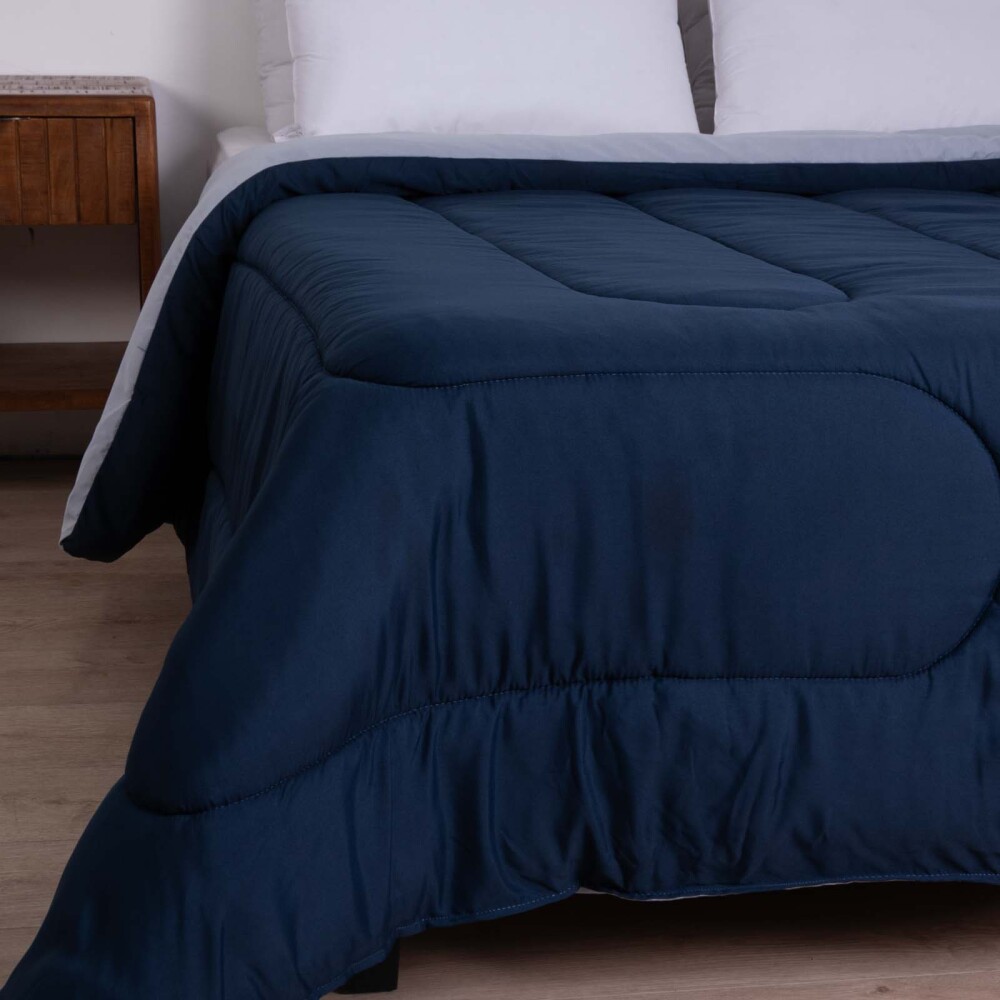 ACOLCHADO 1 PLAZA MICROFIBRA AZUL DUO REVERSIBLE