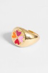 Anillo cuadruple corazon ajustable cobre rosa