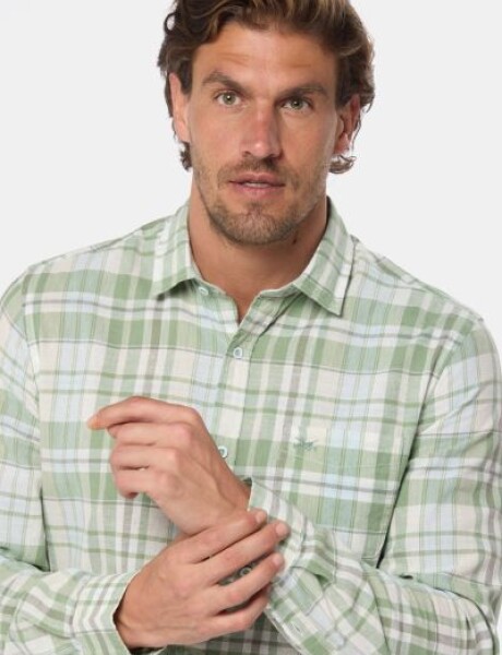 CAMISA DE LINO A CUADROS Verde