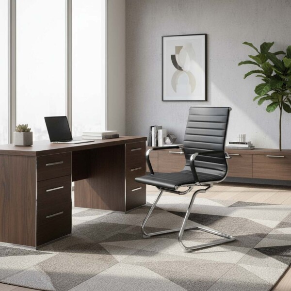 Silla Oficina Escritorio Ergonómica Respaldo Ejecutiva X4 Un Color Negro Plateado
