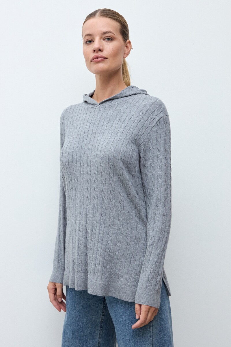 Hoodie tejido estructuras gris melange