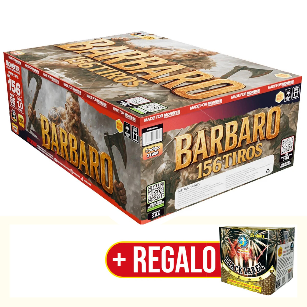 TORTA ALPHA MONSTER BARBARO 156T 95S + REGALO TORTA BLACK LABEL 25T 