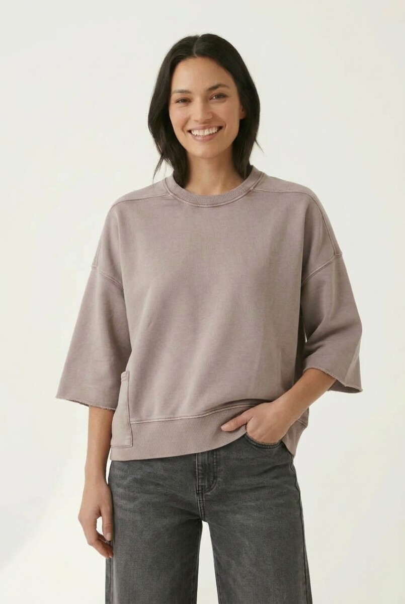 Sweatshirt manga 3/4 con bolsillo - Rosa palido 
