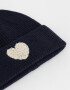 Gorro Romántico Gorro Tejido Con Corazón - Azul Medio