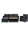 Set jardín VEN 4 pl chaise longue negro Set jardín VEN 4 pl chaise longue negro