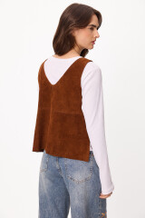 Chaleco Leather Dual Marron