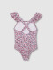 Traje De Baño Estampado Flor Grande Rosa Medio