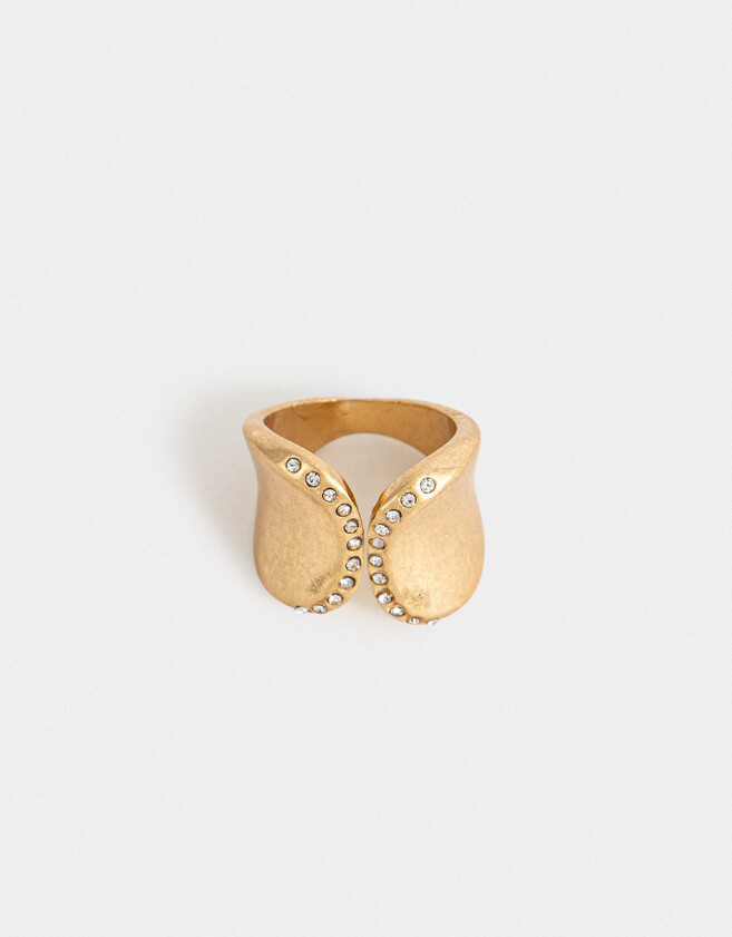 Anillos Medianos y Grandes Strass Anillo Con Strass - Dorado