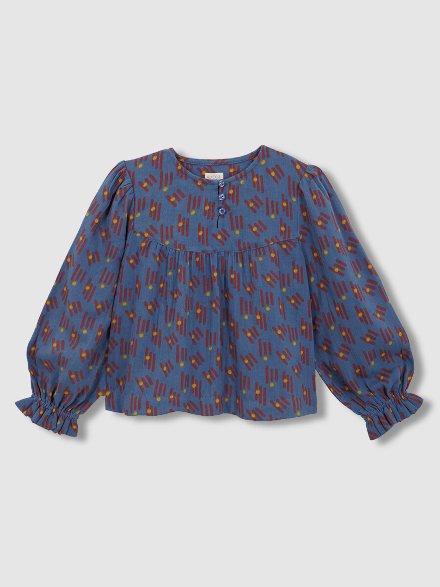 Blusa Estampado Geometrico Azulado