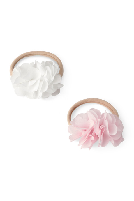 Pack dos vinchas con flor, blanco y rosa Sin color